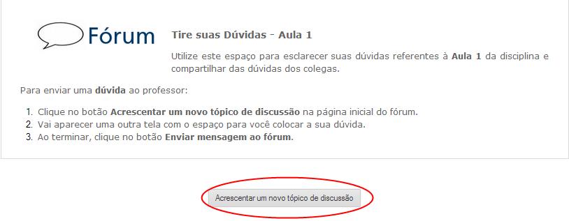 Acrescentar um novo tópico de discussão